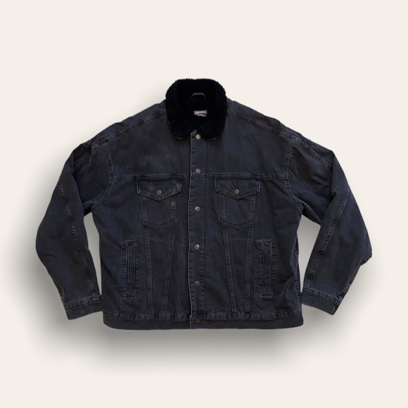 Divided Other - Divided Brand Black Sherpa Lined Denim Jacket | Size XL